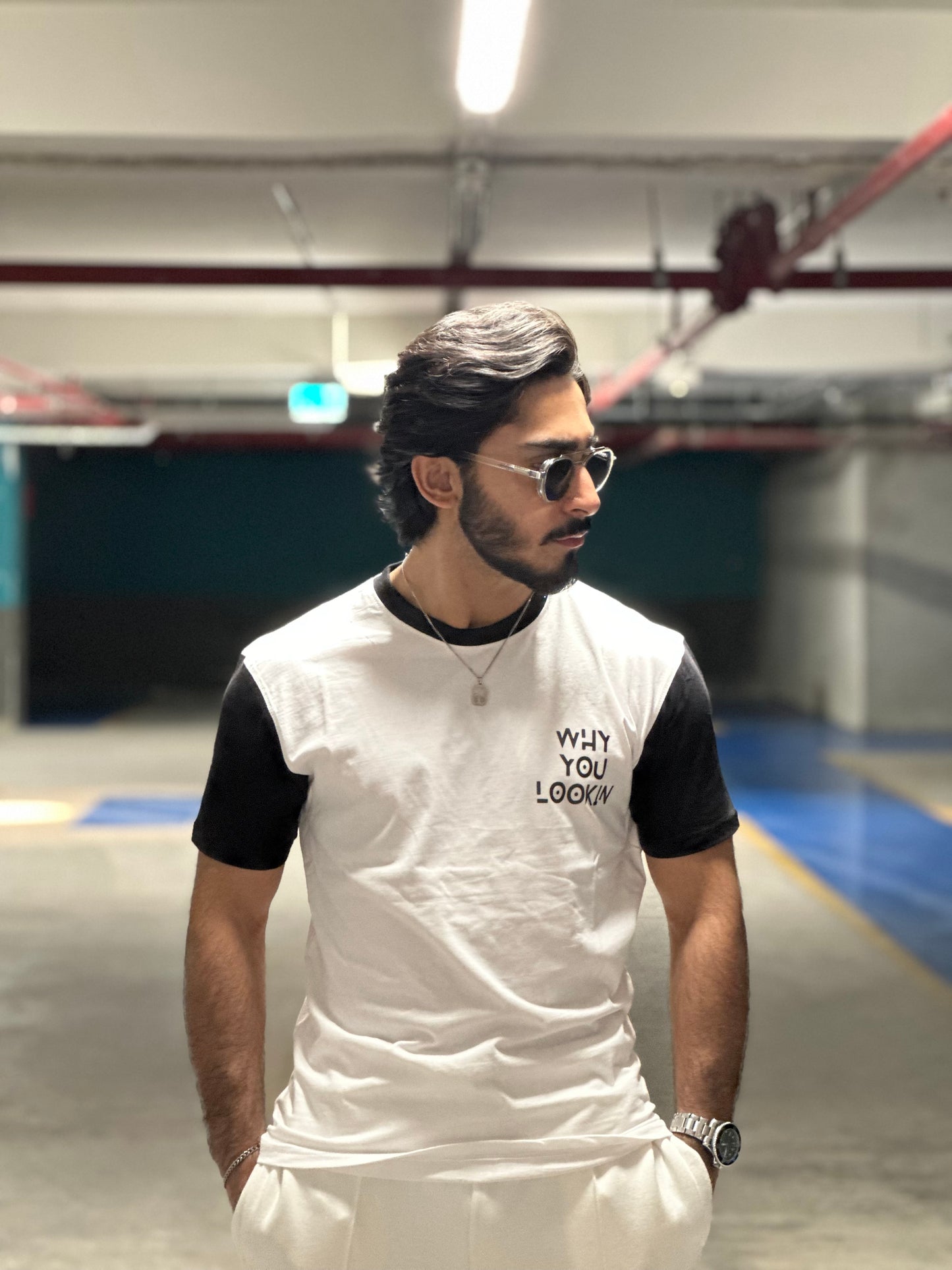 “Why You Lookin’ - Casual Contrast Sleeve T-Shirt”