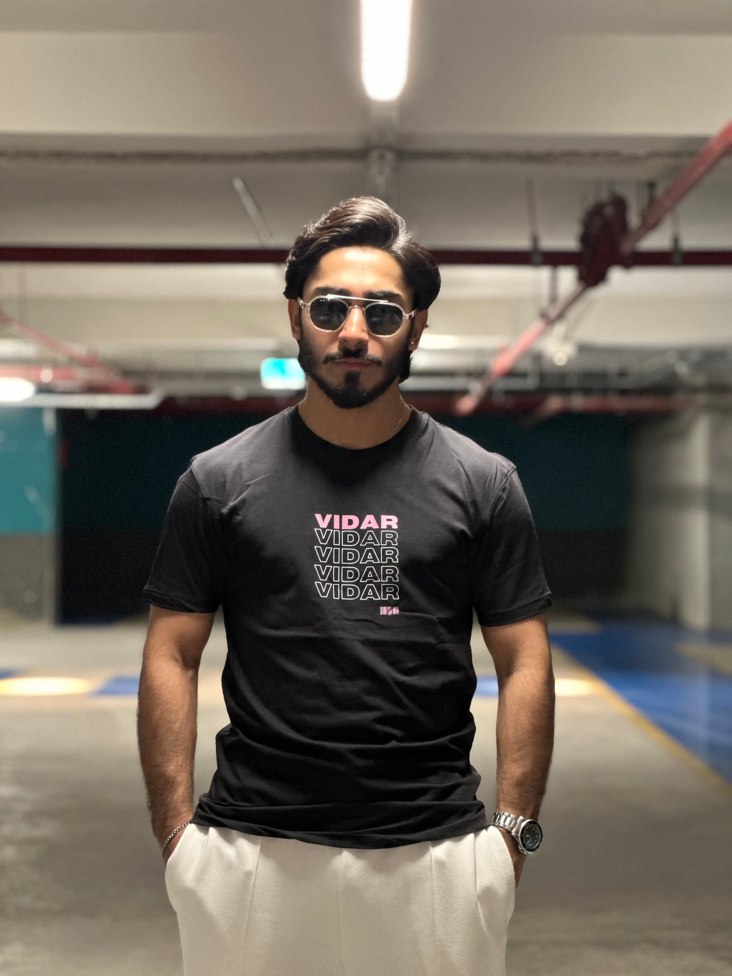 VIDAR Classic Stacked Logo Tee – Midnight Black