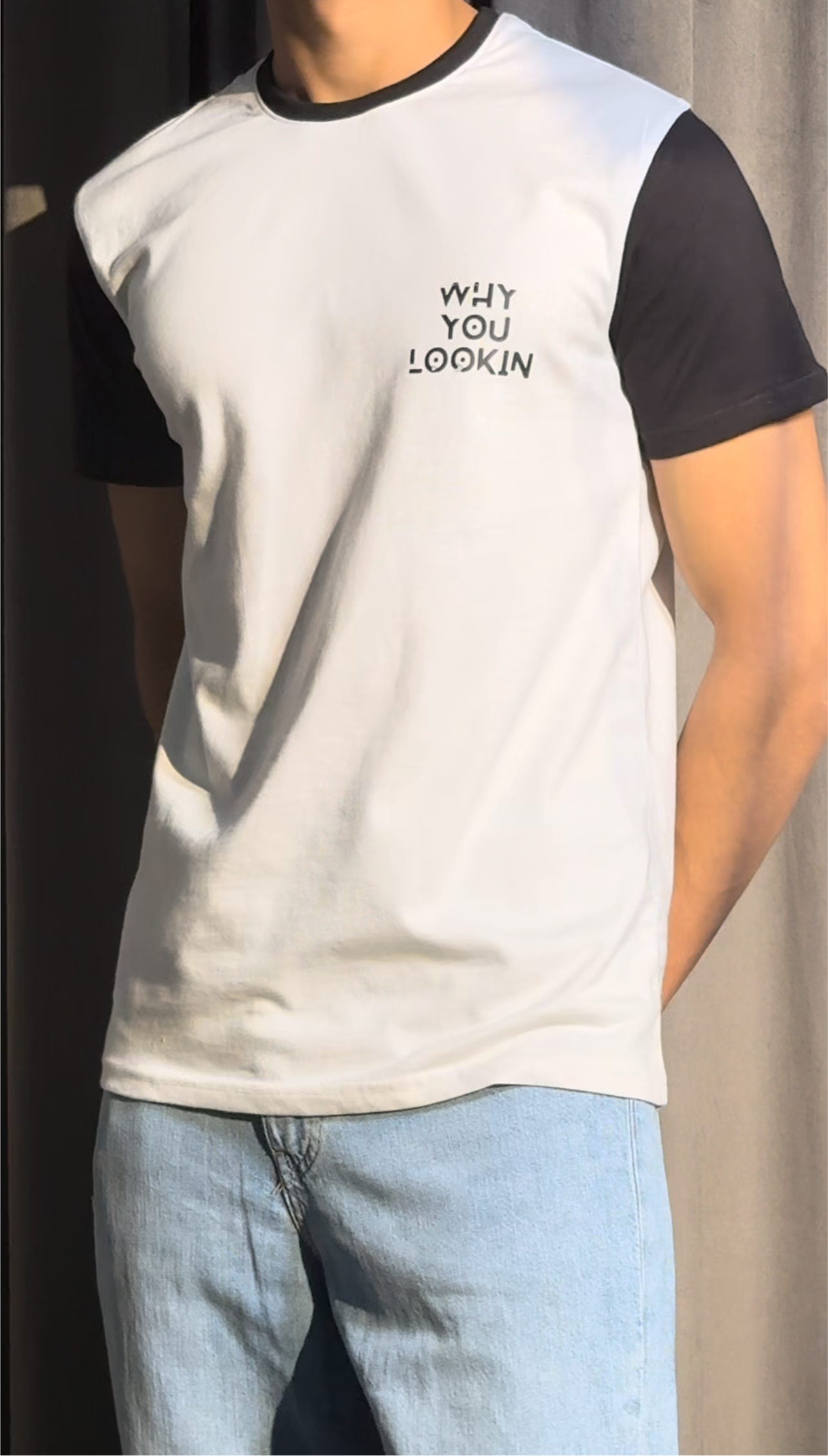 “Why You Lookin’ - Casual Contrast Sleeve T-Shirt”