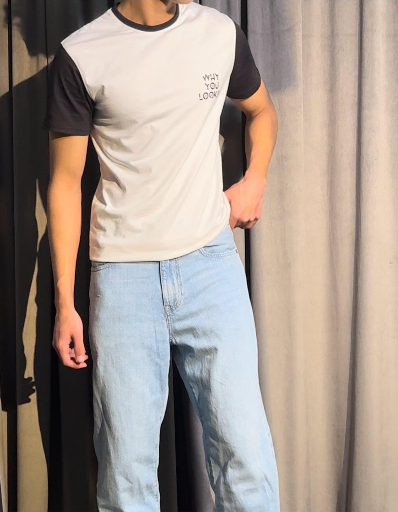 “Why You Lookin’ - Casual Contrast Sleeve T-Shirt”