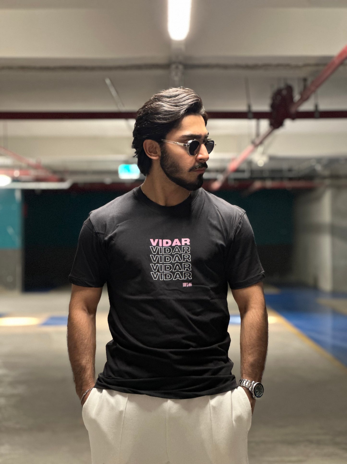 VIDAR Classic Stacked Logo Tee – Midnight Black