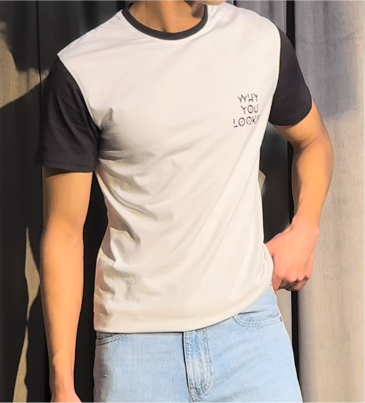 “Why You Lookin’ - Casual Contrast Sleeve T-Shirt”