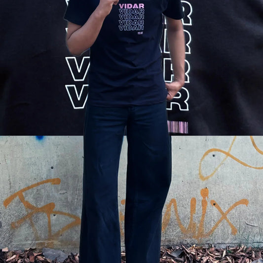 VIDAR Classic Stacked Logo Tee – Midnight Black